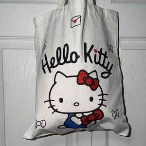 Stuffed Hello Kitty White Canvas Shopper with Red Bow